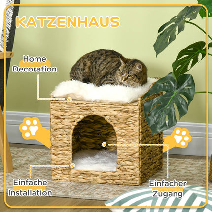 Rattan Cat Cave 2 nivele perna zambila de apa maro pana la 5 kg