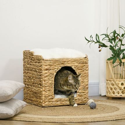 Rattan Cat Cave 2 nivele perna zambila de apa maro pana la 5 kg