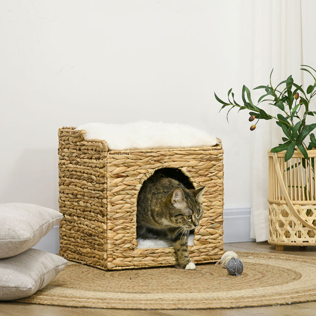 Rattan Cat Cave 2 nivele perna zambila de apa maro pana la 5 kg