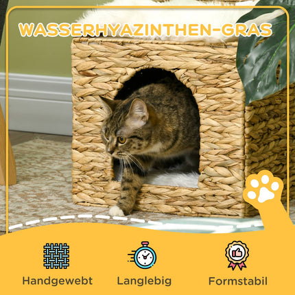 Rattan Cat Cave 2 nivele perna zambila de apa maro pana la 5 kg
