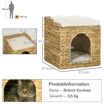Rattan Cat Cave 2 nivele perna zambila de apa maro pana la 5 kg