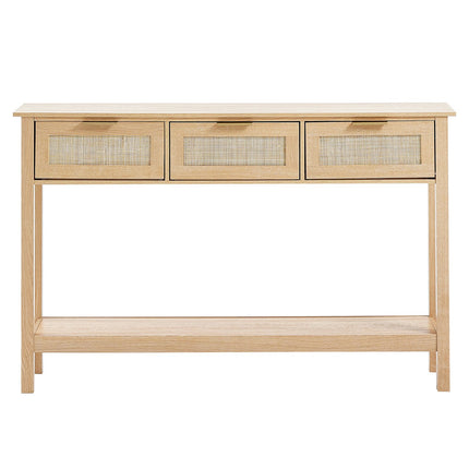 Rattan Console Table, 3 Drawers, Sliding Door, Shelf