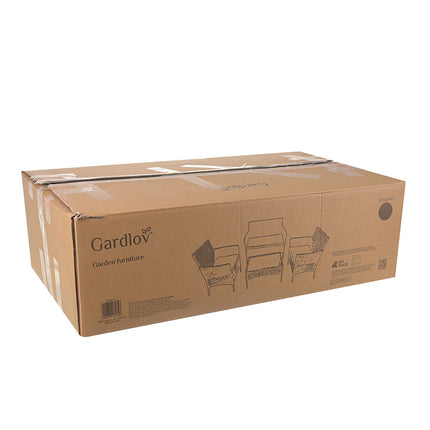 Set de mobilier de grădină din ratan, gri închis, canapea, 2 scaune, masă