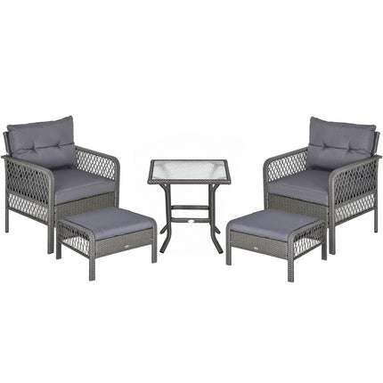 Set de mobilier de grădină din ratan pentru 4 persoane Set de mobilier de balcon canapea cu scaune masă grup de scaune gri oțel