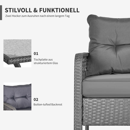 Set de mobilier de grădină din ratan pentru 4 persoane Set de mobilier de balcon canapea cu scaune masă grup de scaune gri oțel