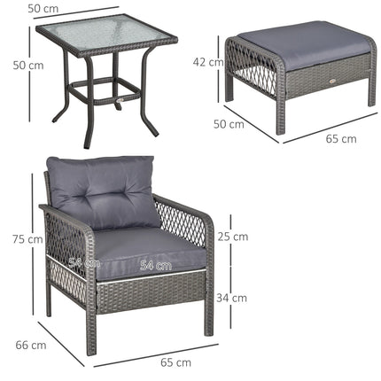 Set de mobilier de grădină din ratan pentru 4 persoane Set de mobilier de balcon canapea cu scaune masă grup de scaune gri oțel