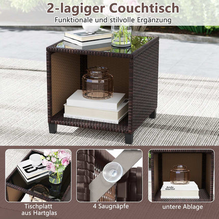 Set de mobilier de grădină din ratan cu perne și masă, maro