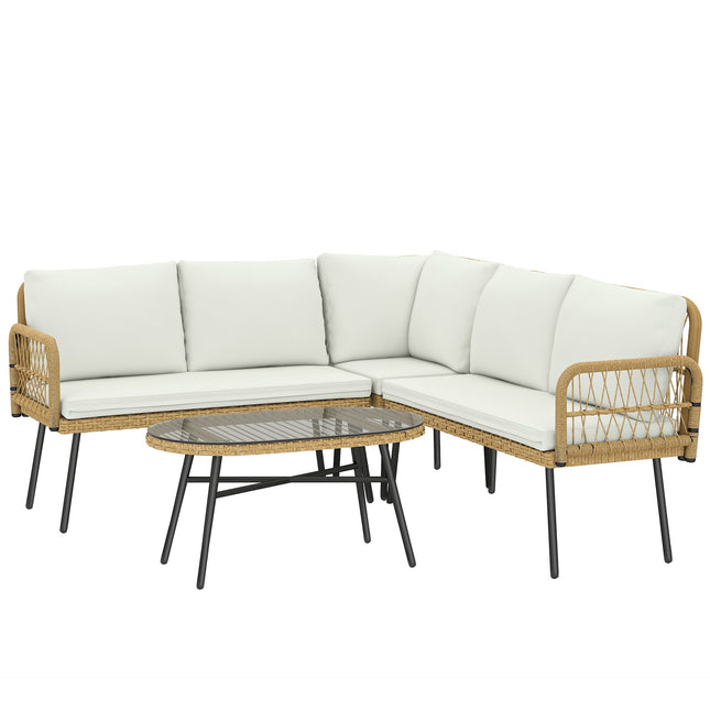 Set de mobilier de grădină din ratan cu canapea și masă