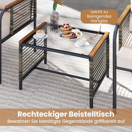 Set de mobilier de exterior din ratan, 5 piese cu perne