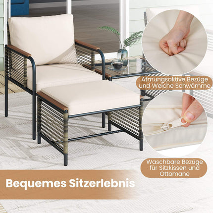 Set de mobilier de exterior din ratan, 5 piese cu perne