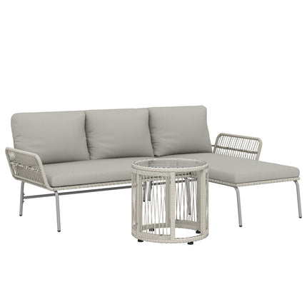 Set de mobilier de exterior din ratan, rezistent la intemperii, gri deschis