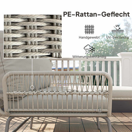 Set de mobilier de exterior din ratan, rezistent la intemperii, gri deschis