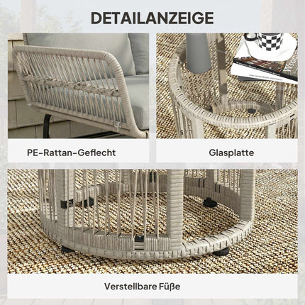 Set de mobilier de exterior din ratan, rezistent la intemperii, gri deschis