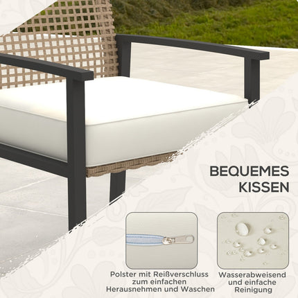 Grup de scaune din ratan, 5 bucăți. Set Mobila Gradina, Set Balcon Pentru 4 Pers, Mobila Balcon Cu 1 Masa, 4 Scaune, Mobilier De Gradina Inclusiv Perne