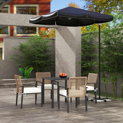 Grup de scaune din ratan, 5 bucăți. Set Mobila Gradina, Set Balcon Pentru 4 Pers, Mobila Balcon Cu 1 Masa, 4 Scaune, Mobilier De Gradina Inclusiv Perne