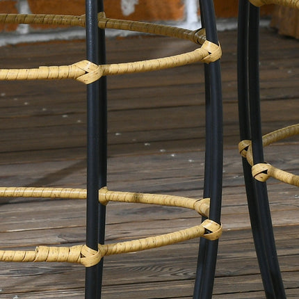 Set de 2 măsuțe din ratan măsuță de cafea stivuabilă kaki cu balcon de grădină