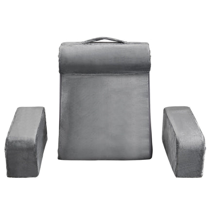 Reading Pillow Backrest With Armrests, 3 Pockets, Grey