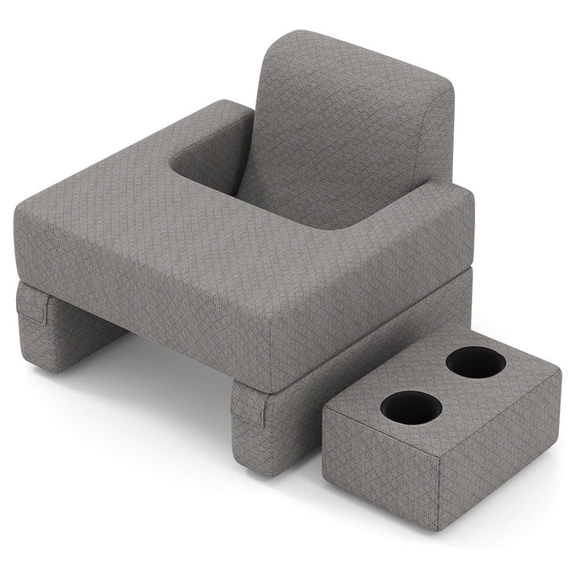 Pernă de citit cu suport pentru pahare – Spătar ergonomic, gri
