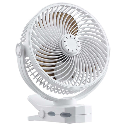 Rechargeable Clip-On Fan, USB-C, 4 Speeds, White