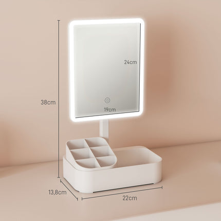 Oglindă de machiaj LED reîncărcabilă, rotație la 180°, moduri de iluminare duale