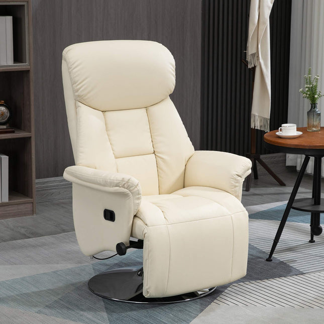Fotoliu reclinabil, aspect piele, rotație 360°, crem, capacitate 150 kg