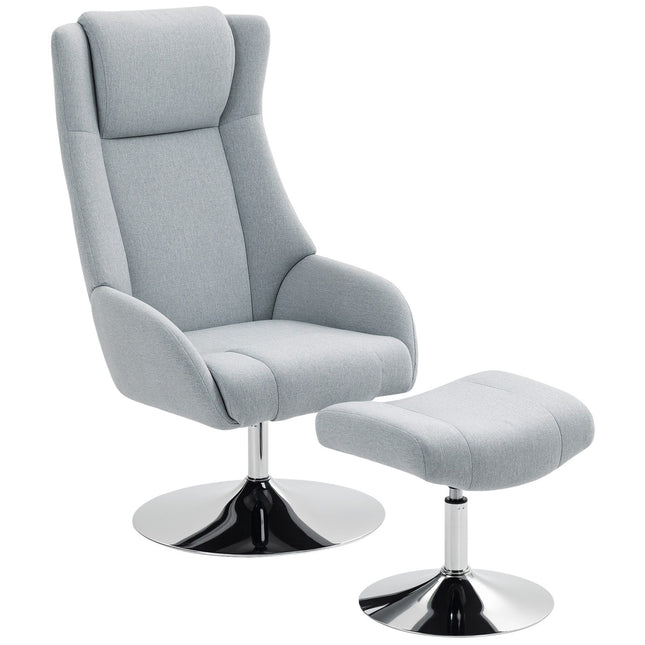 Recliner Chair with Ottoman, Armrests, Gray