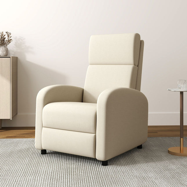 Recliner TV chair, fold-out footrest, tilts up to 160°, 64 x 86 x 102 cm, cream