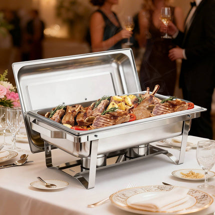 Rectangle Chafing Dish Set, 4-Pack, 9 Qt Stainless Steel