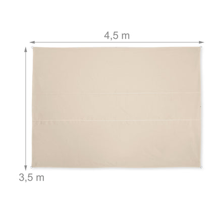 Pânză de umbră dreptunghiulară, bej, protecție UV, utilizare în terasă