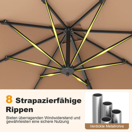Umbrelă dreptunghiulară tip consolă 250x250 cm cu manivelă, maro