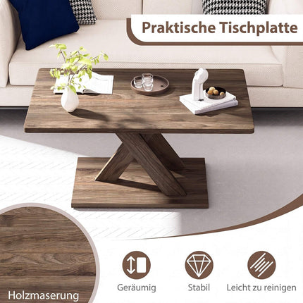 Masă de cafea dreptunghiulară, 95 cm, maro rustic, lemn de cauciuc