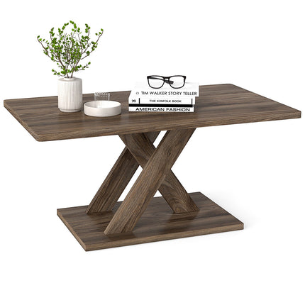 Masă de cafea dreptunghiulară, 95 cm, maro rustic, lemn de cauciuc