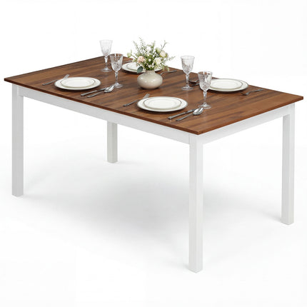 Rectangular Dining Table for 6 with Solid Rubber Wood Legs, 60 Inch, Brown