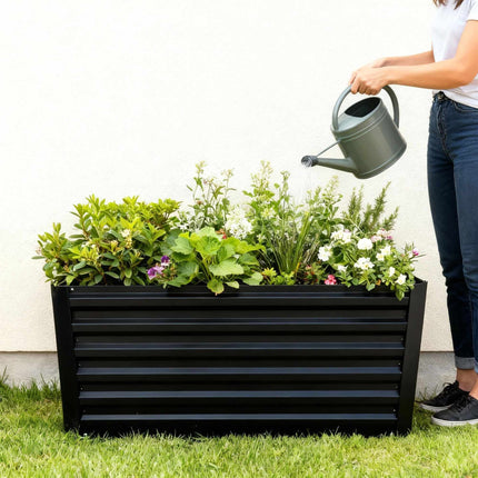 Jardinieră dreptunghiulară din metal galvanizat – Pat de grădină înălțat