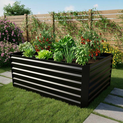 Jardinieră dreptunghiulară din metal galvanizat – Pat de grădină înălțat