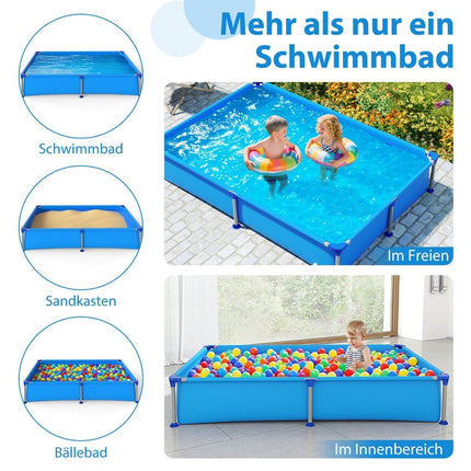 Piscină dreptunghiulară pentru copii cu cadru metalic, 2,28 m x 1,59 m x 42 cm