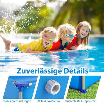 Piscină dreptunghiulară pentru copii cu cadru metalic, 2,28 m x 1,59 m x 42 cm