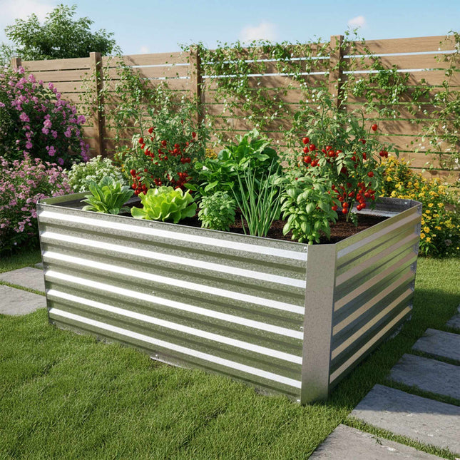 Jardinieră metalică dreptunghiulară – Pat de grădină înălțat, galvanizată