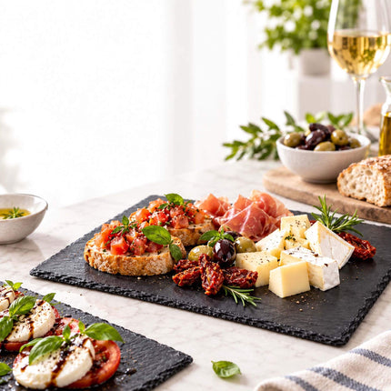 Rectangular Slate Serving Plates, Set of 6 with Felt, Anthracite