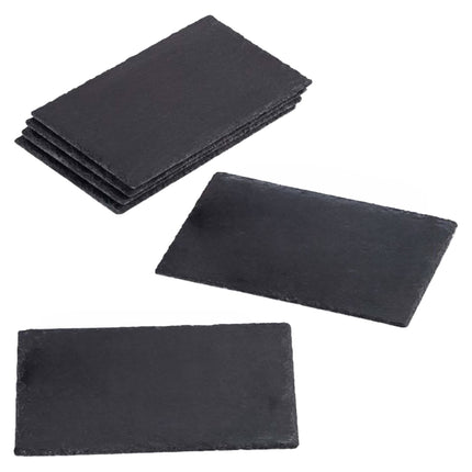 Rectangular Slate Serving Plates, Set of 6 with Felt, Anthracite