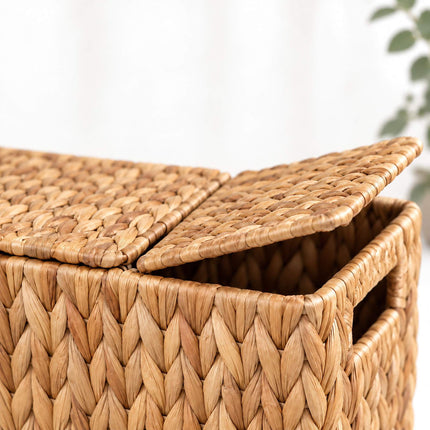 Rectangular Toilet Roll Holder for 6 Rolls, Water Hyacinth, Natural