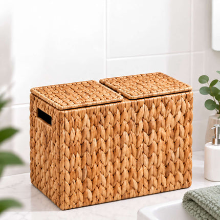 Rectangular Toilet Roll Holder for 6 Rolls, Water Hyacinth, Natural