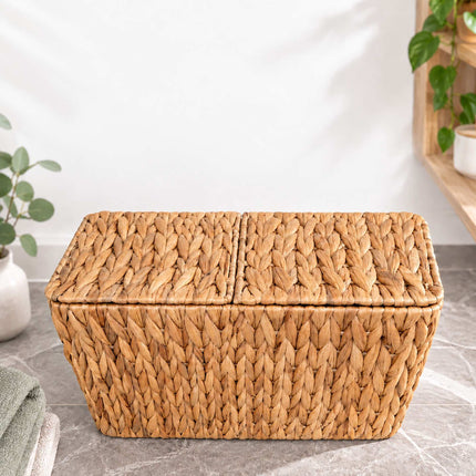 Rectangular Toilet Roll Holder for 6 Rolls, Water Hyacinth, Natural