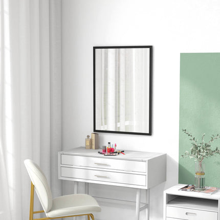Oglindă de perete dreptunghiulară, 60x80 cm, ramă MDF neagră