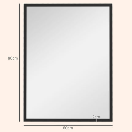 Oglindă de perete dreptunghiulară, 60x80 cm, ramă MDF neagră