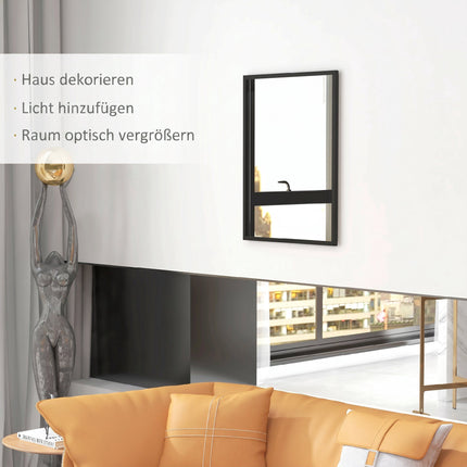 Oglindă de perete dreptunghiulară, 60x80 cm, ramă MDF neagră