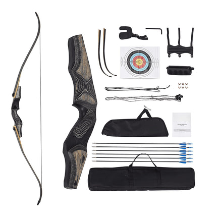 Recurve Bow and Arrows Kit, 60 Inch 30 lb Right-Handed, Wood Takedown