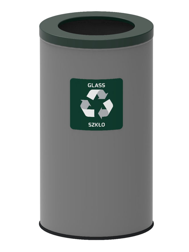 Recycling Bin 75L Green – Steel, Non-Slip Base