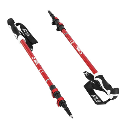 Bețe de nordic walking din aluminiu roșu, lungime reglabilă