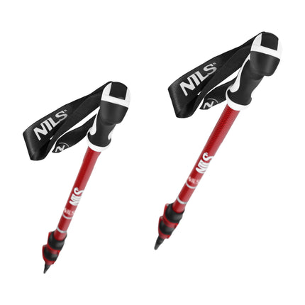 Bețe de nordic walking din aluminiu roșu, lungime reglabilă